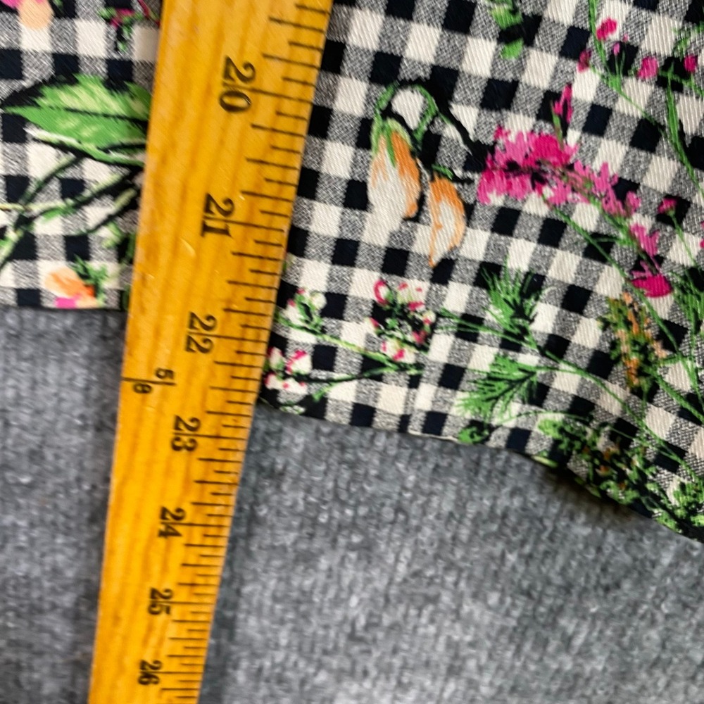 Jules & Leopold Womens Gingham Floral Cropped Pants Black White Picnic Size M - Picture 5 of 8